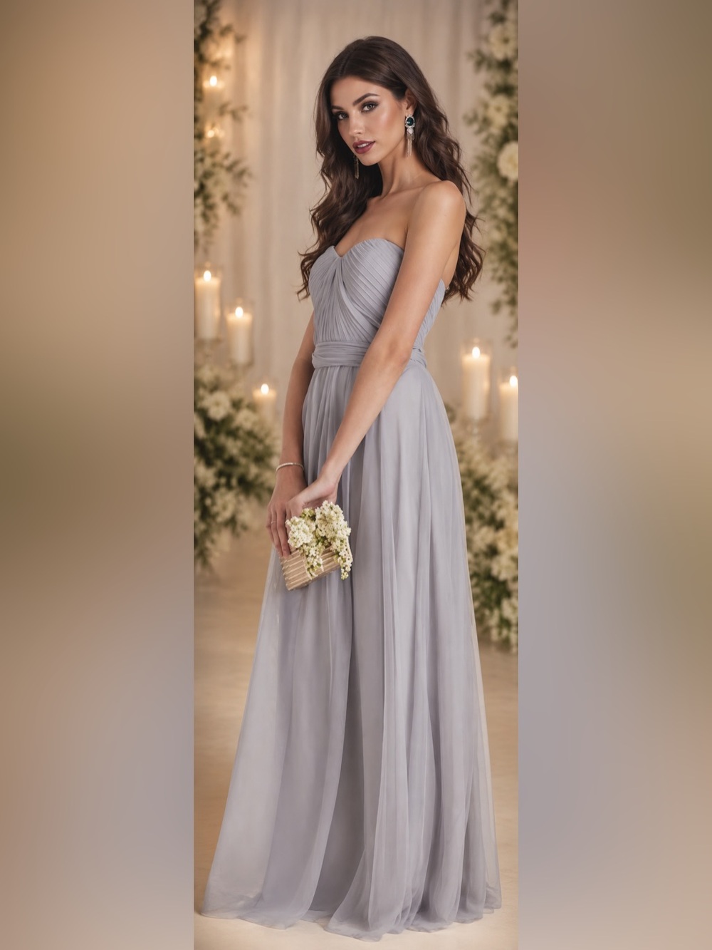 Birdy Grey Christina Convertible Long Gown Maxi Dress Silver Formal S Small - Picture 9 of 9